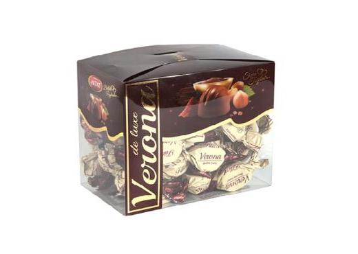 Verona de Luxe 450g tmavě hnědá krabička (bonbón světlý) Verona de Luxe 450g tmavě hnědá krabička (bonbón světlý)